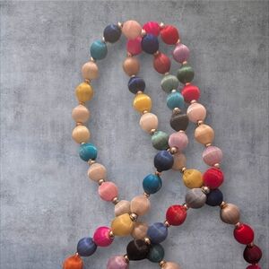 Multicolor Silk Covered Beaded Necklace
